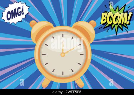 clock pop art style vector image Stock Vector
