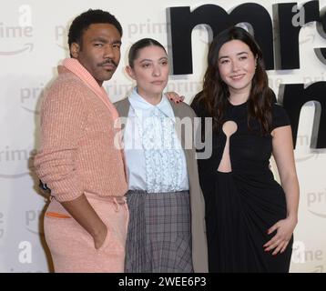 Photo Must Be Credited ©Alpha Press 078237 17/01/2024 Donald Glover, Francesca Sloane and Maya Erskine at the Mr & Mrs Smith Special Screening in London. Stock Photo