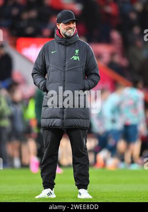 Manager of Liverpool Jurgen Klopp walks the pitch before kick off  - AFC Bournemouth v Liverpool, Premier League, Vitality Stadium, Bournemouth, UK - 21st January 2024 Editorial Use Only - DataCo restrictions apply Stock Photo