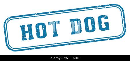 hot dog stamp. hot dog rectangular stamp isolated on white background Stock Vector