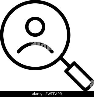 Searching users online. Magnifying glass and person symbol. Pixel perfect, editable stroke Stock Vector