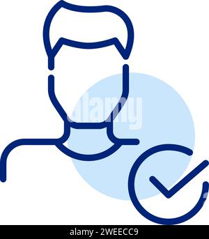 Approved user. Secure profile. Man with smart haircut. Pixel perfect, editable stroke Stock Vector