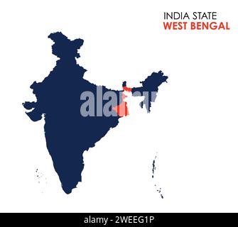 West Bengal map of Indian state. Kolkata map vector illustration. White background. Stock Vector