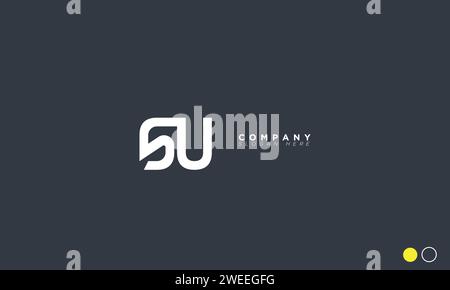 SU Alphabet letters Initials Monogram logo Stock Vector