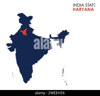 Haryana map of Indian state. Haryana map vector illustration. Haryana map on white background. Stock Vector