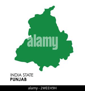Punjab map of Indian state. Punjab map vector illustration. Punjab vector map on white background. Stock Vector