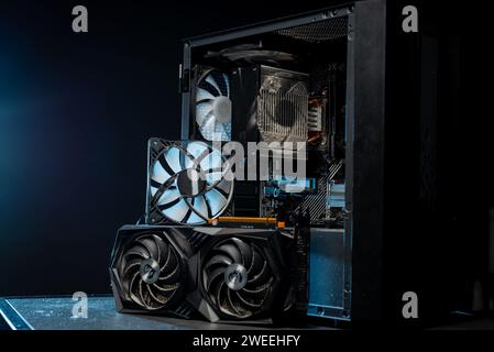 Installing or repair the air cooling system of the personal computer processor. Stock Photo