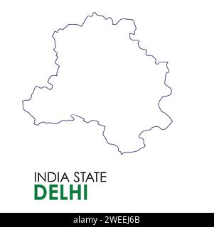 Delhi administrative map isolated on white background, India Stock ...