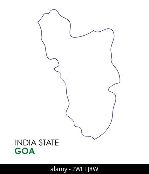 Goa map of Indian state. Goa map vector illustration. Goa vector map on white background. Stock Vector