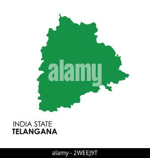 Telangana map of Indian state. Telangana map vector illustration. Telangana map on white background. Stock Vector