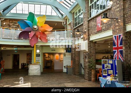 UK, England, Somerset, Weston-super-Mare, Town Museum, interior, Banksy’s Dismaland  Pinwheel Stock Photo
