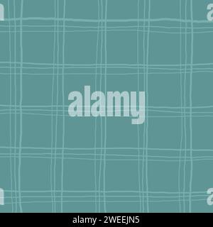 green, pale, grey background with brush texture effect, weave plaid style fine broken lines. Irregular check repeat pattern. Square diagonal shape, gr Stock Vector