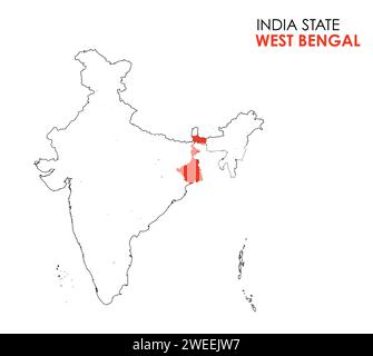 West Bengal map of Indian state. Kolkata map vector illustration. White ...