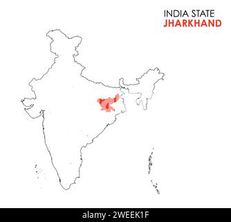 map of Jharkhand state of India and location on Indian map Stock Vector ...