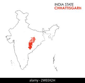 Chhattisgarh map of Indian state. Chhattisgarh map illustration. White ...
