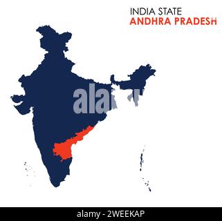 Andhra Pradesh map of Indian state. Andhra Pradesh map illustration. Andhra Pradesh vector map Stock Vector