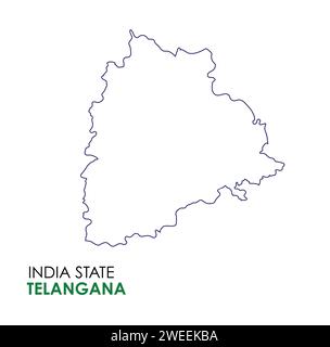 Telangana map of Indian state. Telangana map vector illustration. Telangana map on white background. Stock Vector