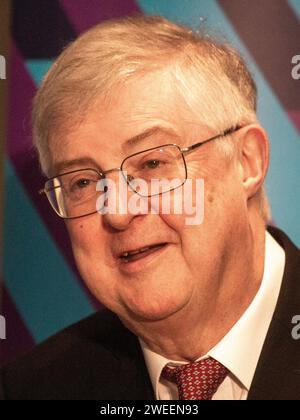 London, England, UK. 25th Jan, 2024. First Minister of Wales MARK DRAKEFORD is seen speaking at Institute for Government. (Credit Image: © Tayfun Salci/ZUMA Press Wire) EDITORIAL USAGE ONLY! Not for Commercial USAGE! Stock Photo
