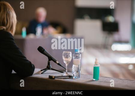 people discussing at business conference Stock Photo