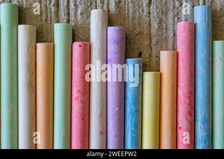 crayons for drawing for children's creativity in pastel colors Stock Photo