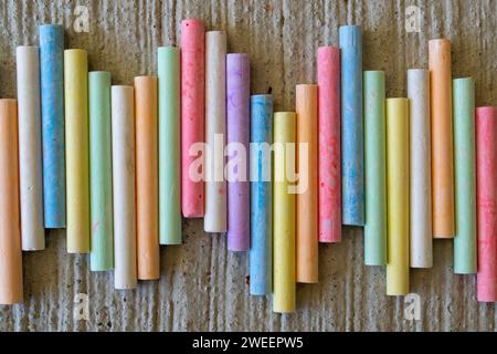 crayons for drawing for children's creativity in pastel colors Stock Photo