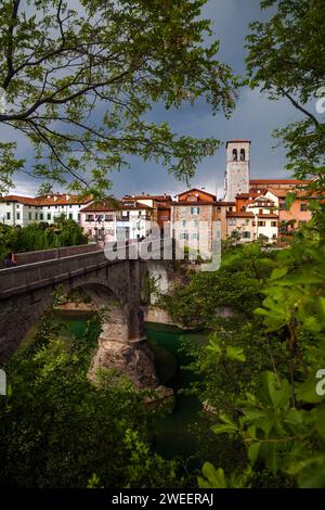 Cividale del Friuli, Friuli Venezia Giulia, Italy - May 01, 2012: The Devil's Bridge is the most iconic symbol of the city of Cividale del Friuli. It Stock Photo