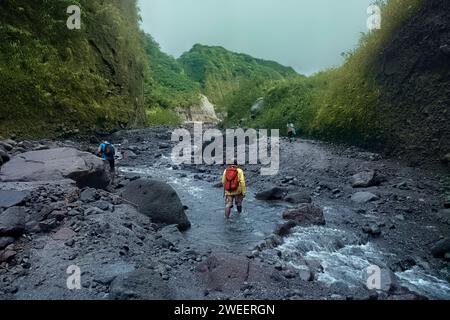 Trekking to Mount Pinatubo, Zambales, Luzon, Philippines Stock Photo