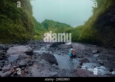 Trekking to Mount Pinatubo, Zambales, Luzon, Philippines Stock Photo