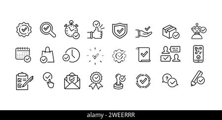 Approve line icons set. Modern thin line design. Outline symbols collection. Vector line icons Stock Vector