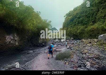 Trekking to Mount Pinatubo, Zambales, Luzon, Philippines Stock Photo