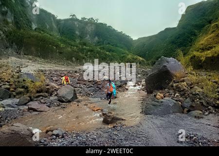 Trekking to Mount Pinatubo, Zambales, Luzon, Philippines Stock Photo