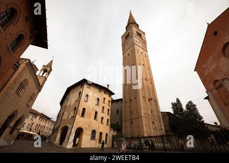 Pordenone, Friuli Venezia Giulia, Italy - April 09, 2012: The bell tower in San Marco square of Pordenone Stock Photo