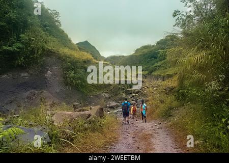 Trekking to Mount Pinatubo, Zambales, Luzon, Philippines Stock Photo