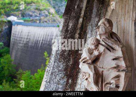 Longarone, Italy - May 21, 2011: Statue of the saint to protect and to pray for the victims of the Dam disaster occurred in the previous century in th Stock Photo