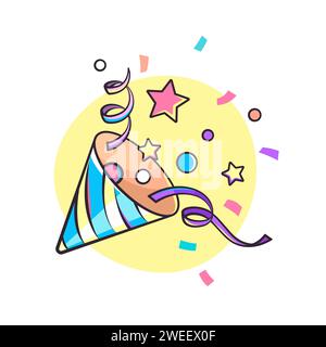 Confetti cone, party popper, celebration cartoon style illustration Stock Vector
