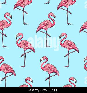 Flamingo bird seamless pattern, background Stock Vector