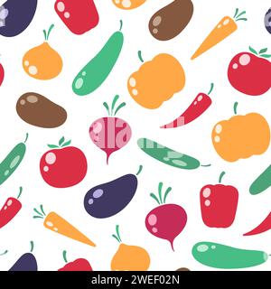 Vegetables seamless pattern, background, healthy food simple illustrations Stock Vector