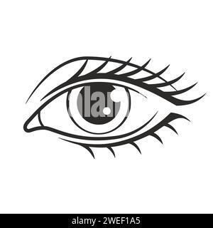 Woman eye line illustration, vector icon Stock Vector