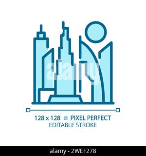 Dubai skyscrapers modern light blue icon Stock Vector