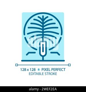 Dubai artificial palm-shaped island light blue icon Stock Vector