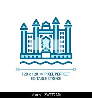 Dubai resort complex light blue icon Stock Vector