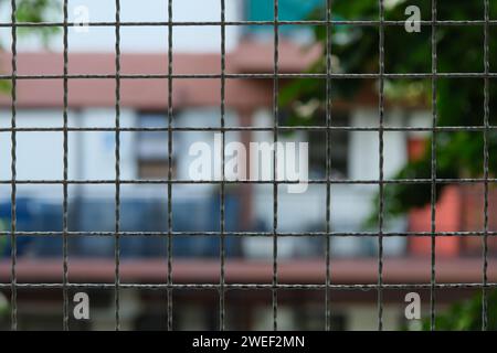 bars on windows and balconies of residential buildings in Buenos Aires Stock Photo