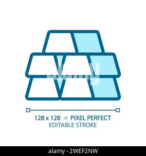 Precious metal ingots light blue icon Stock Vector