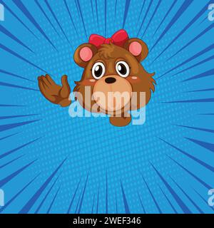 cute bear girl cartoon pop art style vector image Stock Vector