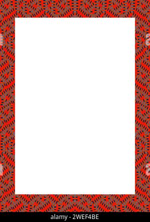 White frame with red geometric tribal style pattern borders Stock Photo