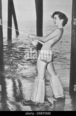 Portrait of actress Debbie Reynolds in a bathing suit Stock Photo