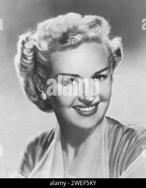 A portrait of actress Betty Grable, celebrated for her roles in films like 'Call Me Mister' (1951). In this musical comedy, Grable plays Kay Hudson, a USO performer and the former wife of a soldier, portrayed by Dan Dailey. The film is set in post-World War II Japan and features a mix of song, dance, and lighthearted romance. Stock Photo