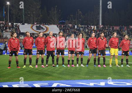 Roma, Italia. 24th Jan, 2024. Foto Fabrizio Corradetti/LaPresse 24 Gennaio 2024 - Roma, Italia - sport, calcio - Roma vs Bayern Monaco - Uefa Women Champions League 2023-2024 - Stadio Tre Fontane. Nella foto: AS Roma January 24, Rome, Italy - sport, soccer - Roma vs Bayern Monaco - Uefa Women's Champions League 2023-2024 - Tre Fontane Stadium. In the pic: Credit: LaPresse/Alamy Live News Stock Photo