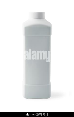 White plastic bottle with cap isolated on white background Stock Photo