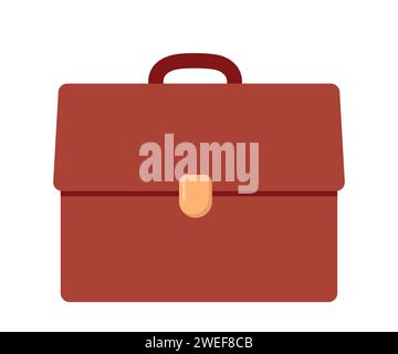 Brown briefcase with golden lock. Vector illustration in flat style Stock Vector